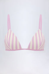 Triangle Bikini Top in Mauve Stripe
